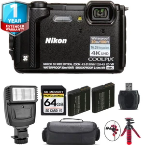 Nikon COOLPIX W300 Camera (Black) + 1 Yr Warranty + Flash - 64GB Kit - Picture 1 of 7