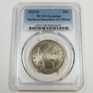 1915 D PCGS AU Detail - Silver Barber Half Dollar 50c US Coin #52375A - Picture 1 of 2