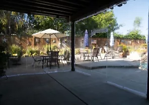 CLEAR GLASS VINYL PATIO ENCLOSURE PANELS WITH ZIPPER DOOR 24 MIL TRUE SIZE - Picture 1 of 23