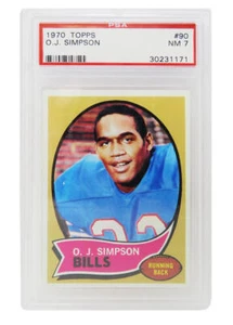 O.J. Simpson (Buffalo Bills) 1970 Topps Football #90 RC Rookie Card PSA 7 NM(T1) - Picture 1 of 2