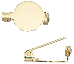Base de pasador redondo de 1/2 pulgada de acero chapado en oro 50 con respaldos de pasador de 3/4 pulgadas de largo - Imagen 1 de 2