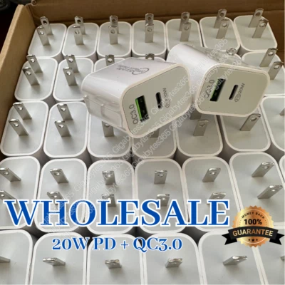 Lote de cargador de pared rápido QC 3.0 adaptador USB C de 20 W a granel para iPhone Samsung Android Foto 1 de 4