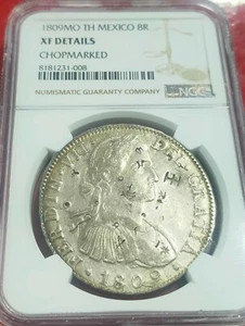 AÑO 1809. FERNANDO VII .8 REALES PLATA MEXICO T.H. RESELLOS ORIENTALES. REF ALO - Picture 1 of 2