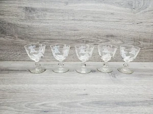 5 Vintage Libbey Kristall Rose Bouquet Muster 4" Glas - Bild 1 von 7