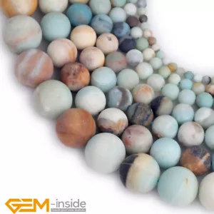 Natural Mixed Amazonite Gemstone Frosted Matted Round Beads Jewelry Making 15"AU - Picture 1 of 46