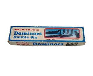 Dominoes Double Six Wooden 28 Piece with Box Vintage - Picture 1 of 3