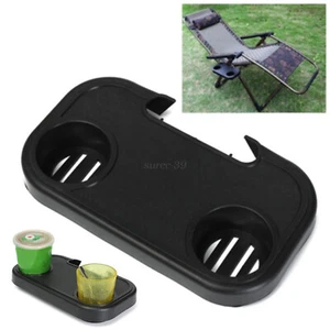 Clip On Camp Side Table Cup Drink Holder Tray for Folding Chair Beach Picnic AU - Picture 1 of 11
