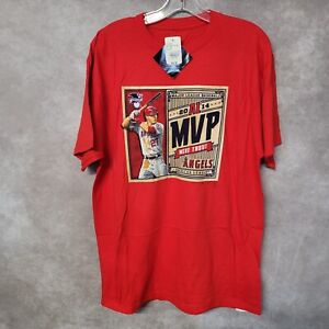 NWT Majestic Los Angeles Angels Mike Trout 2014 All Star MVP Red T-Shirt Mens L