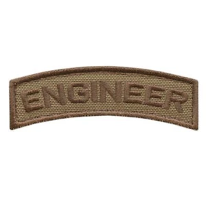 Engineer Shoulder Tab tan coyote embroidered tactical morale US army hook patch - Picture 1 of 2