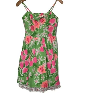 Abito Lilly Pulitzer Macauley taglia 0 tutto bella stampa donna rosa verde  - Foto 1 di 9