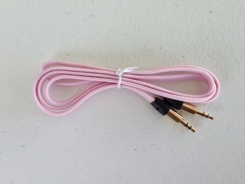 AUX FLAT BRAID 3FT CABLE FOR iphone 6  plus 4 4s 5 5s ipod mp3 stereo audio amp - Image 1 of 1