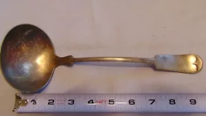 VINTAGE ROGERS & HAMILTON SILVER PLATE TARNISHED LARGE LADLE "FIDDLE" NICE! - Picture 1 of 4