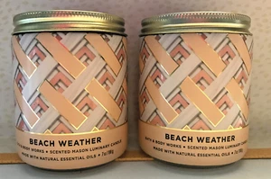 BEACH WEATHER 7 OZ MEDIUM JAR CANDLE BATH BODY WORKS SOY WAX NWT SET X 2 - Picture 1 of 2