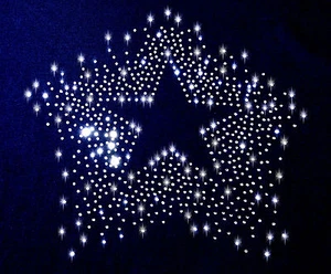 XL STRASSSTEINE STERN BÜGELBILD HOTFIX APPLIKATION STERNE STERNSCHNUPPE weiß  - Picture 1 of 3