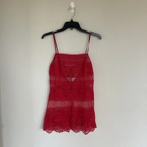 Vestido Victoria Secret Rojo Transparente Mini Sin Mangas Talla Pequeña - Imagen 1 de 8