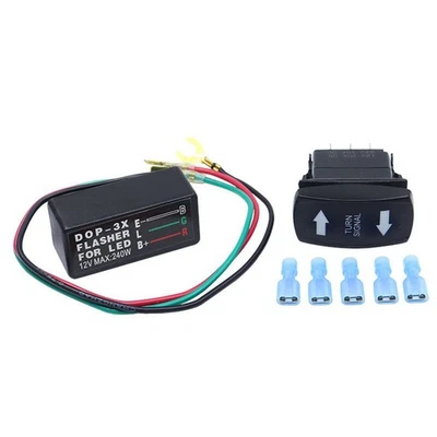 Turn Signal Kit Rocker Switch Blinker SPDT Green LED's With Flasher For ATV UTV - Image 1 of 4