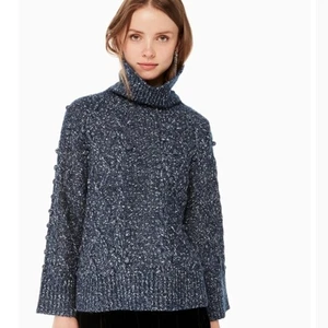 Kate Spade Chunky Blue Cable Turtleneck Sweater Size S NWT - Picture 1 of 5