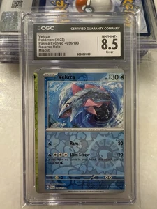 🔥 CGC 8.5 HUGE MISCUT ERROR Veluza 56/193 Rev Holo Paldea Evolved Pokémon Card - Picture 1 of 3