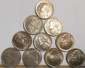 LOTE DE ERRORES X 10 UNC 1998 1999 2000 Jefferson níquel Broadstruck fuera de cuello BU - Imagen 1 de 8