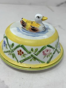 Plato de mantequilla limoge pintado a mano único pato bambú Tour D’Argent - Imagen 1 de 10
