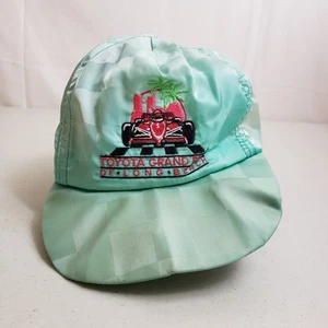 VINTAGE Toyota Grand Prix Hat Cap Mens Snap Back Blue Green Satin Racing Adult * - Picture 1 of 11