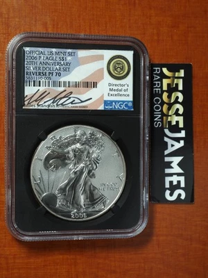 2006 P REVERSE PROOF SILVER EAGLE NGC PF70 MILES STANDISH HAND SIGNED LOW POP! - Image 1 of 2