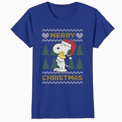 Peanuts Xmas Snoopy Woodstock Retro Ugly Christmas Vintage Women's T-Shirt - Image 1 of 4