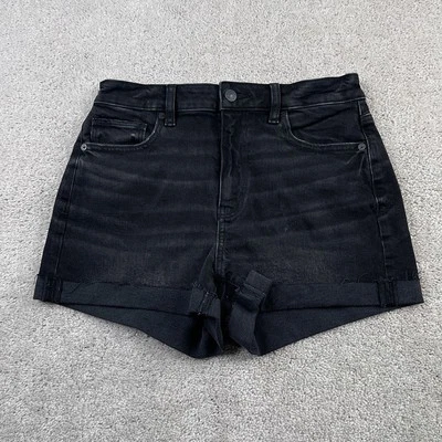 American Eagle Jean Shorts Womens 4 Black Mom High Waist Stretch Denim Casual - Image 1 of 4