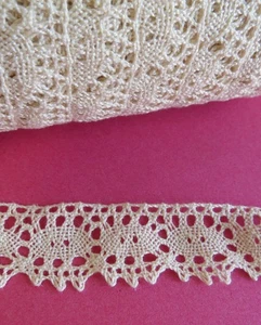 5 Continuous Yards Vntg Cotton Crochet Lace Scalloped Edge Off White 1 " wide - Picture 1 of 3