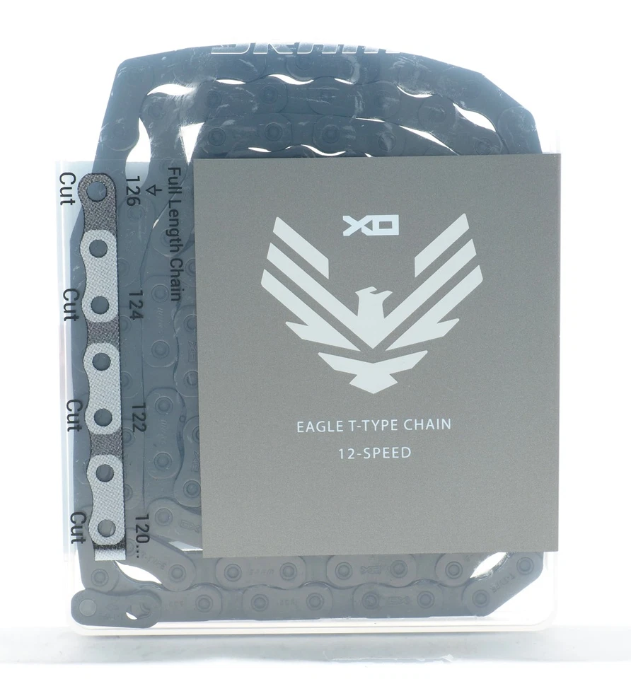 Cadena Sram X0 EAGLE T-Type 12 velocidades clavija sólida remachado 126 eslabones tapa plana nueva en caja Foto 1 de 1
