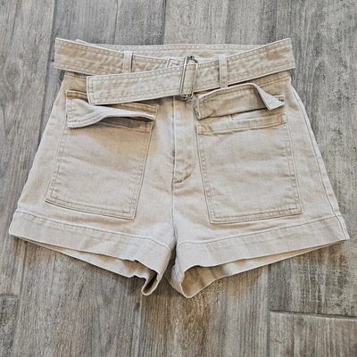 A.L.C. Pantalones Cortos Carga Oakland Cinturón Utilitario Para Mujer’s 0 Beige Tiro Alto Sarga Tostado Foto 1 de 4