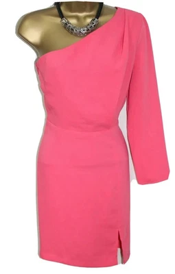 Vestido ajustado rosa de un hombro Topshop 10 fiesta de Navidad ocasión noche Reino Unido Foto 1 de 4