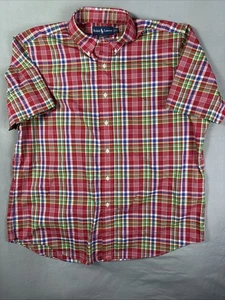 Vintage Polo Ralph Lauren Rainbow Plaid Short Sleeve Button Down Size XL - Picture 1 of 6