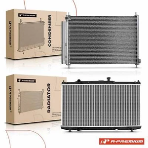 2Pc Aluminum Radiator & AC Condenser Cooling Kit for Honda Accord 2014-2015 2017 - Picture 1 of 9