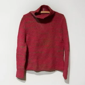 Suéter Gap para mujer talla pequeña grueso de alpaca y lana rosa a rayas cuello alto - Imagen 1 de 4