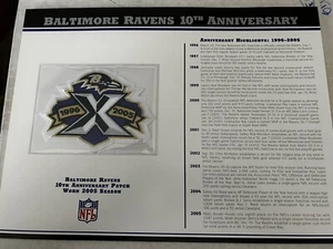 Baltimore Ravens 10th Anniversary NFL Team Patch Willabee & Ward 2005 Sealed - Picture 1 of 2