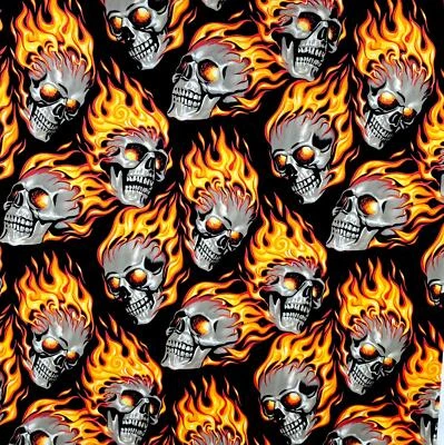 OCEANIA LEGENDS Totenköpfe in Flammen 100 % Baumwollstoff Bandana Stirnband Biker Chemo Kopfbedeckung
