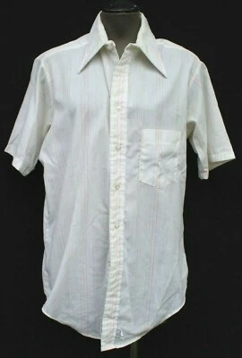 Vtg Men’s Retro MCM Disco Pink Stripped Button Down Casual Collar Shirt - Medium - Image 1 of 3