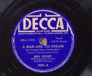 BING CROSBY A MAN AND HIS DREAM/GO FLY A KITE DECCA RECORDS 78 RPM 285 - Picture 1 of 3