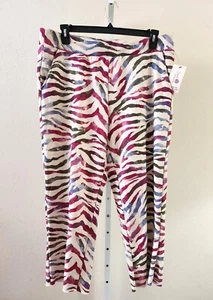 Secret Treasures French Terry Sleepwear Pull On Lounge Capri Pants Zebra Stripe - Picture 1 of 7