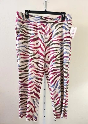 Calça Capri Secret Treasures French Terry Roupa de Dormir Pull On Lounge Listra Zebra - Imagem 1 de 4