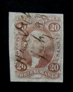 US Revenue Stamp R41a 20c Foreign Exchange Imperforate 1st Issue 1862-1871 #1 - Picture 1 of 2