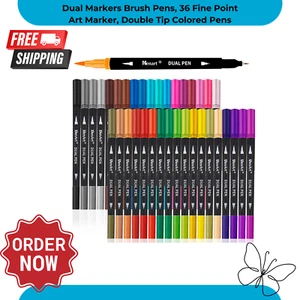 Dual Markers Brush Pens, 36 Fine Point Art Marker, Double Tip Colored Pens - Picture 1 of 7