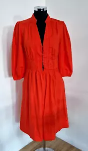 Free People red smock dress size UK 6/8 midi shirt cotton PLS READ pockets - Picture 1 of 11