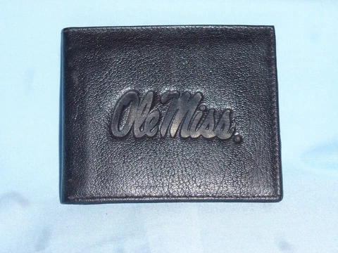 OLE MISS Mississippi REBELS Leather BiFold Wallet   black Cover