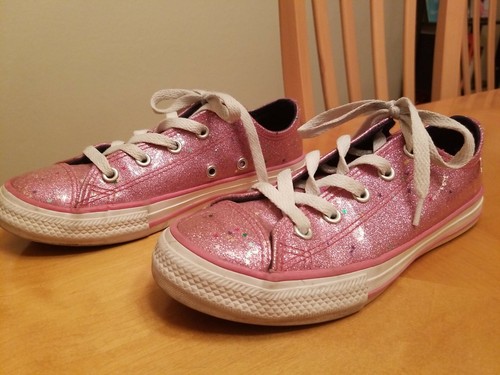 Scarpa sneaker CONVERSE All Star bambina rosa glitter scintillante giovane taglia 2