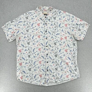 Magellan Shirt Mens 3XL White Fish Print Short Sleeve Summerville Button Up - Picture 1 of 10