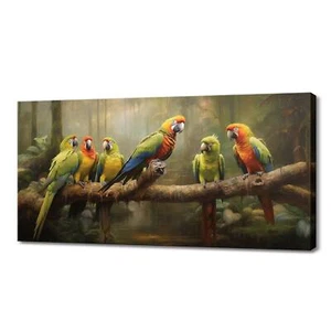 Majestic Colourful Parrots Birds Canvas Print, Birds Animals Wall Art - Picture 1 of 10