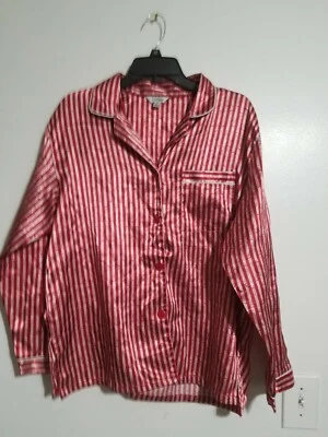 Medium Chaps Red Black Stripe C Embroidery Pocket Lounge Pajama Top - Image 1 of 2