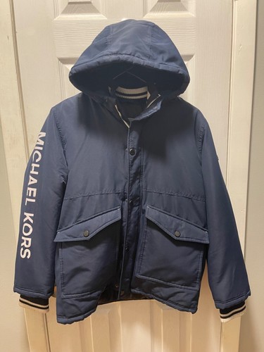 Michael Kors Puffer Jacket Navy Coat Hooded Boys 14 16